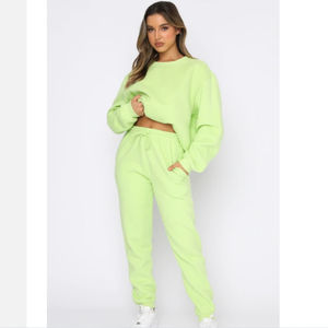 Ensemble de vêtements de sport personnalisés OEM pour femmes, sweat à capuche et jogging en laine de taille plus pour femmes convenant aux femmes - Product Image 2