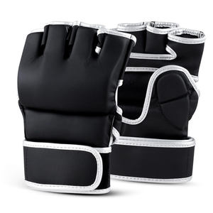 Half Finger PU Leather MMA Gloves With Velcro Wrist <b>Strap</b> For Martial Arts Training Unisex Adult Size - Product Image 6