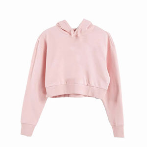 Light <b>Pink</b> Winter 100% Cotton Customized Front Logo <b>Women's</b> Crop <b>Top</b> Hoodies Pullover Long Sleeve Fleece <b>women</b> crop <b>top</b> hoodies - Product Image 1