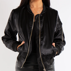 Chaqueta Bomber Acolchada de Satén Personalizada de Alta Calidad al por Mayor, Chaqueta de Invierno de Piel de Oveja, Transpirable, Impermeable, con Decoración Bordada - Product Image 2