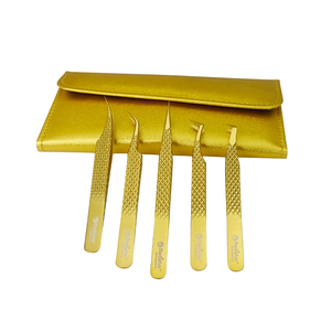 Pinzas profesionales duraderas de volumen de oro-titanio, fibra delgada de 90 grados, agarre perfecto, precisión de 10mm, acero inoxidable suave - Product Image 3