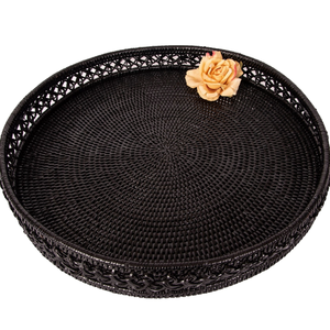 ตะกร้าสานหวายทรงกลมทำมือพร้อมขอบตกแต่งตะกร้าหวายจัดระเบียบตามธรรมชาติสำหรับโต๊ะกาแฟหรือใช้ในครัว - Product Image 6