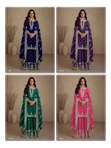 Elegancia Sofisticada, Shalwar Kameez de Seda Semi-Chinon con Bordado Intenso, Ropa India Pakistaní para Eventos de Invierno - Product Image 6