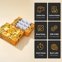 Boîte cadeau en carton ondulé imprimée sur mesure pour fruits pêches jaunes, avec poignée et 12 compartiments pour e-commerce