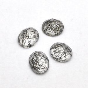 คุณภาพสูงธรรมชาติสีดํา Rutile ควอตซ์ 12x10 มม.รูปไข่ Cabochon 4.73 Cts แบนกลับหลวมอัญมณีสําหรับเครื่องประดับทําขายส่ง - Product Image 6