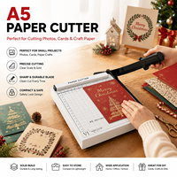 Guillotina Manual para Papel A5, Cortadora de Precisión para Cartulina y Fotos, Segura con Protector de Seguridad