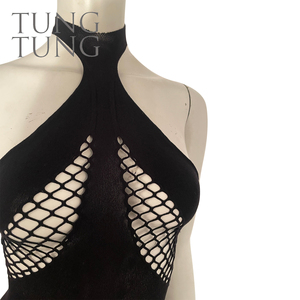 Black Sheer Halter Neck <b>Fishnet</b> Sheer Mesh Dress - Product Image 5