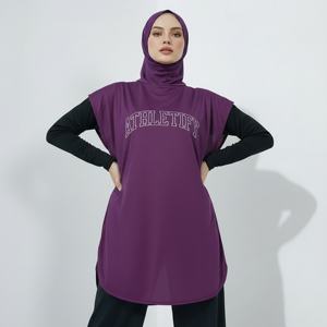 Vestido Deportivo Holgado y Modesto para Mujer, Túnica Atlética Musulmana Larga con Hijab Integrado, Transpirable, Ligero, UPF50+, Ropa Deportiva para Gimnasio - Product Image 1