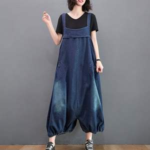 Denim de haute qualité salopette pour femmes lavage léger en détresse Vintage Shorts Style sans effort bavoir ensemble bouton imprimé à la mode - Product Image 6