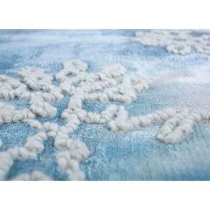 Alfombra de Lana y Viscosa Tejida a Mano con Diseño Floral Azul Sile, Personalizada para el Hogar, PHWV-103 - Product Image 3