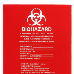 Déchets dangereux jaune rouge vert bleu noir sac en plastique médical infectieux 12-16 gallons ou 45-60 litres sac à déchets Biohazard ordures - Product Image 1