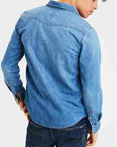 Chemise en jean pour homme de haute qualité, best-seller, design personnalisé OEM, nouvelle mode, fermeture à boutons en corne, motif à carreaux - Product Image 4