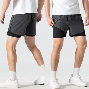Pantalones cortos de poliéster para correr para hombre, pantalones cortos bordados para exteriores, pantalones cortos de malla para correr, entrenamiento atlético, gimnasio - Product Image 4
