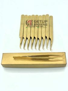 Pince à épiler pour extensions de cils en acier inoxydable de haute qualité, à dents diamantées, 45 degrés, couleur personnalisée, anti-magnétique - Product Image 3