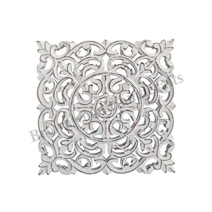 Superior Quality Wholesale Burnt White Antique Color MDF Hand Carved Wall Decorative Panels from Indian Manufacturer