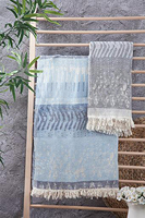 Couverture Jacquard Gris Maya 130x170 cm - 51x67 Pouces Lourd et Luxe 100% Coton