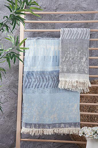 Manta de playa turca geométrica 100% algodón pestemal Hammam Color negro/Beige fundas de sofá de lujo - Product Image 6