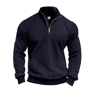 <b>Men's</b> Winter And Autumn Warm Pullover Sweatshirt Featuring <b>Quarter</b>-<b>Zip</b> Design And Solid Pattern <b>Men's</b> Long-Sleeved Sweatshirt - Product Image 2