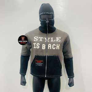 Sweat à capuche 100% coton personnalisé de haute qualité avec strass et motif de détresse décontracté hiver tricoté Service OEM disponible - Product Image 1