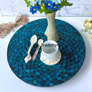 Bandeja con incrustaciones de madreperla Tradebyd, elegante bandeja de servicio hecha a mano para interiores de casas modernos y clásicos - Product Image 3