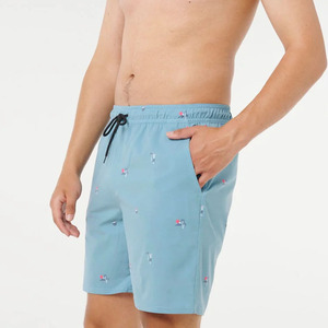 Shorts de bain en toile extensible pour hommes, de marque, respirants, taille mi-haute, séchage rapide, unis, avec cordon de serrage - Product Image 5