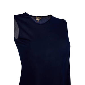 Navy Sleeveless <b>Spaghetti</b> <b>Strap</b> Petticoat Tunic-Casual Elegant Solid Lined Spandex Top for Spring Autumn Day Parties - Product Image 2