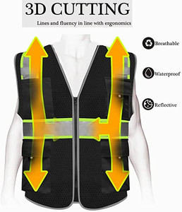 Logo Custom Size Breathable Mesh <b>Fabric</b> Waistcoat Reflective Security Vest Double <b>Net</b> Multifunctional Heavy Duty Premium Safety - Product Image 6