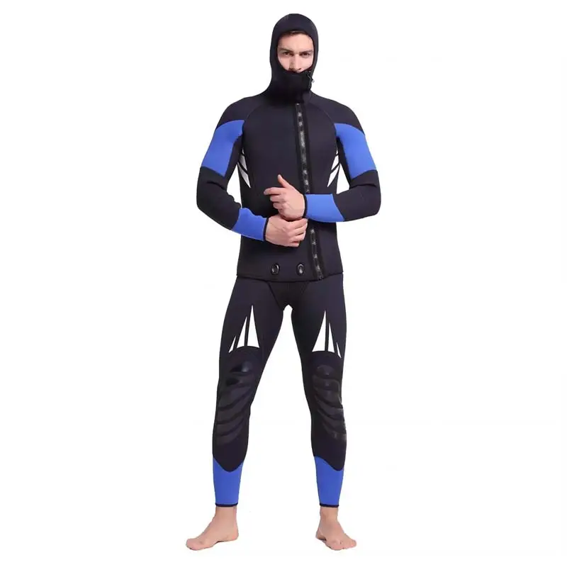 Conjuntos de 2 uds para hombre, traje de buceo largo John, traje húmedo de pesca submarina de 5mm, traje de neopreno de cuerpo completo con cremallera frontal para buceo