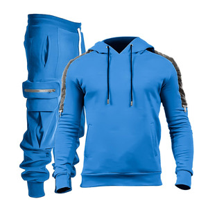 Trajes de chándal personalizados 100% algodón con capucha pantalones de chándal conjunto de 2 piezas chándales hombres de talla grande pulóver Unisex con cremallera - Product Image 1
