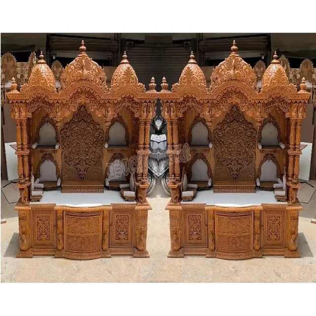 Traditional Large Home Temple in Teak Wood Teak Wood Hindu Temple/Pooja Mandir for Home Indian Hand Made Pooja Ghar/Mandir
