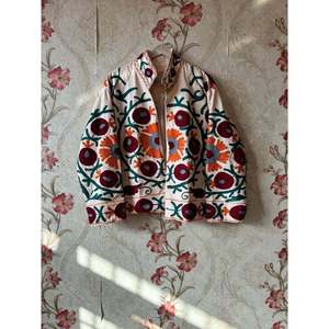 Vintage-Inspired Quilted Embroidered Leather <b>Jacket</b> for Ladies Floral Blazer Reversible <b>Suede</b> Short Length for Spring Autumn - Product Image 1