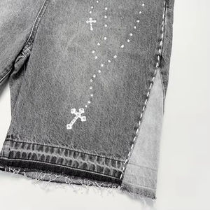 Shorts en jean streetwear tendance 2026 HSI, personnalisés, d'été, fabriqués au Pakistan, qualité supérieure, avec strass - Product Image 2