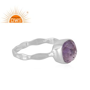 Anillo de banda de piedras preciosas de amatista Natural de plata de ley fina de nuevo diseño, joyería para mujer, regalo para ella - Product Image 2