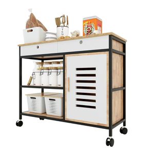รถเข็นครัวอเนกประสงค์ดีไซน์ทันสมัย THONET รุ่น KB68013 โครงเหล็กพร้อมท็อปไม้ไผ่ - Product Image 5