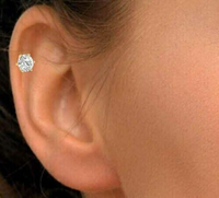 Piercing de nez, lèvre ou labret de haute qualité en diamant véritable 2MM, plaqué or blanc 18 carats et platine, certifié, tendance