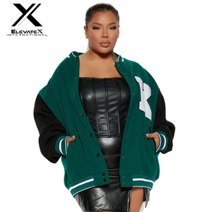 เสื้อแจ็กเก็ตขนสัตว์ขนาดใหญ่พิเศษสำหรับผู้หญิงออกแบบได้เองมีกระเป๋าผ้าพิมพ์ลายปักลายกันลมฤดูใบไม้ร่วง - Product Image 2