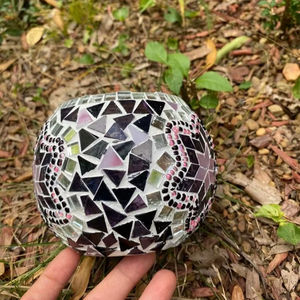 Porte-bougie moderne en mosaïque de Noël, pour bougies chauffe-plat et votives, en verre coloré, fortement parfumé, en forme de fleur, fait à la main, décoration d'intérieur - Product Image 1