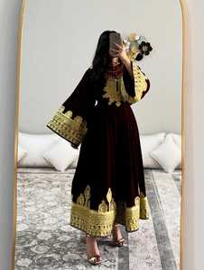 Robe afghane vintage pour femmes de la meilleure qualité, appliques faites à la main, respirante, en velours brodé, fabriquée au Pakistan, maxi robe de soirée de mariage - Product Image 4