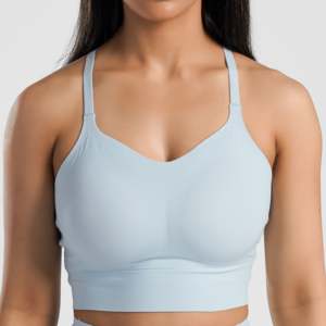 Sujetador deportivo Radient Aqua Fitness de talla grande, ligero, acolchado, para gimnasio, con logo frontal, estilo estampado activo, forro de elastano. - Product Image 6