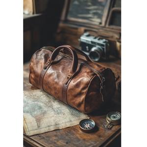 Designer Stylish Premium Luxury Brown Leather <b>Weekender</b> Travel Luggage <b>Bag</b> With Huge Storage Capacity <b>for</b> Men & <b>Women</b> - Product Image 1