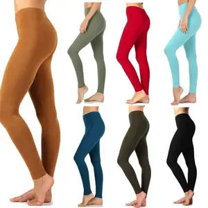 Custom Design New Womens Full Ankle Length Leggings Basic Cotton Stretch Yoga Pants For Ladies