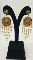 Parure de bijoux géométriques en laiton plaqué or 24 carats, collier, boucles d'oreilles et bague, style vintage, tendance, pour femme, idéale pour les soirées