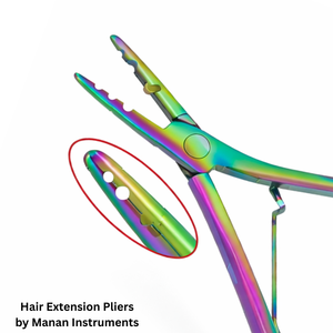 High Quality Stainless Steel Rainbow <b>Hair</b> <b>Extension</b> Pliers with 2 Holes Multi-Functional Tool for <b>Micro</b> <b>Ring</b> Removal - Product Image 3
