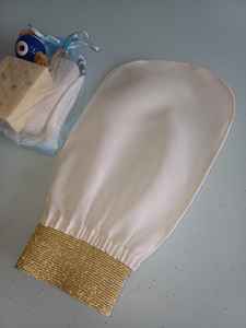 Gants exfoliants en soie colorée gants sans doigts grande taille gants en soie caoutchoutés en soie douce Spa bain de hammam nettoyage mort - Product Image 3