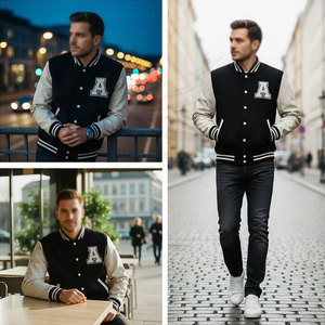 Dernier design, nouvelle arrivée, veste d'hiver personnalisée de style universitaire, logo frontal, style streetwear, tissu respirant, col mandarin - Product Image 4