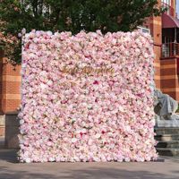 Roze bloemenwand achtergrond, bloemen bruiloft foto achtergrond, stof paneel 8ft x 8ft, kunstbloemen, decoratie voor evenementen