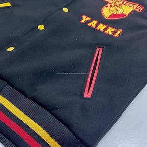 Bomber de béisbol acolchado con logotipo personalizado de fabricante OEM, chaqueta universitaria transpirable de chenilla bordada, lana y cuero, estampado de invierno - Product Image 4