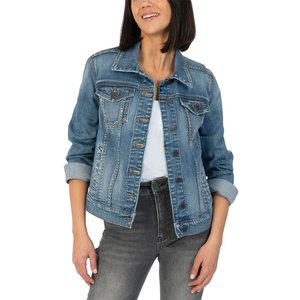 Chaqueta de Mezclilla de Color Sólido al Mejor Precio, Servicio OEM, Cómoda y Transpirable, Chaqueta de Mezclilla para Mujer en Venta en Línea - Product Image 1