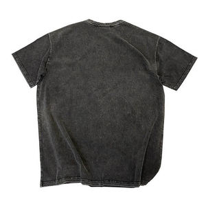 T-shirts pour hommes en coton surdimensionnés à col rond vintage, imprimés avec un logo personnalisé, promotionnels, pour l'extérieur, style streetwear, lavés à l'acide - Product Image 4
