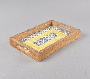 Bandeja de incrustaciones de hueso de forma Rectangular para manualidades, bandeja decorativa para el hogar para mesa de centro, patrón único, prueba de artesanía de hueso - Product Image 2